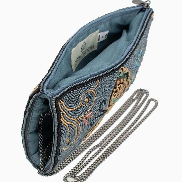 MARY FRANCES Mariposa Beaded Butterfly with Blue Crossbody Phone Bag - Picture 3 of 4
